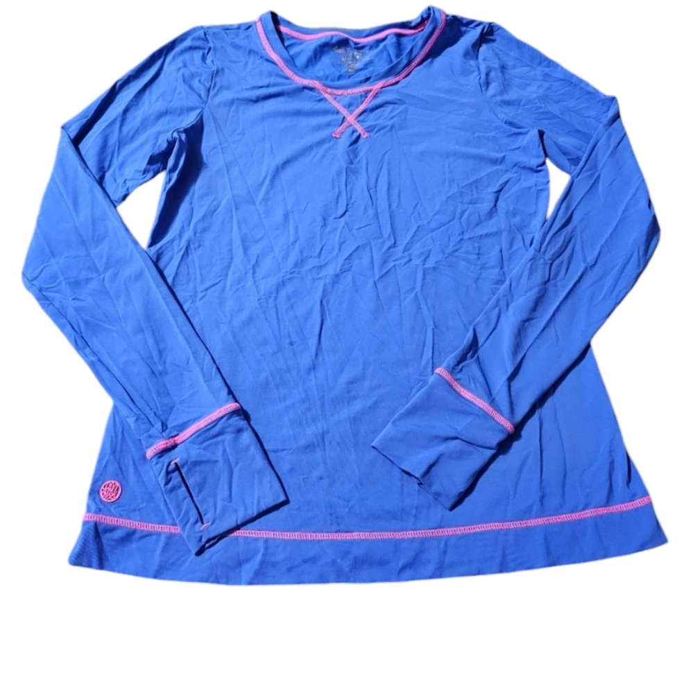 Lilly Pulitzer Blue Long Sleeve Tee with Pink Accents